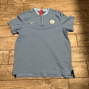 MCFC Manchester City Nike Soccer Training Shirt  Blue Striped Size Men’s XXL